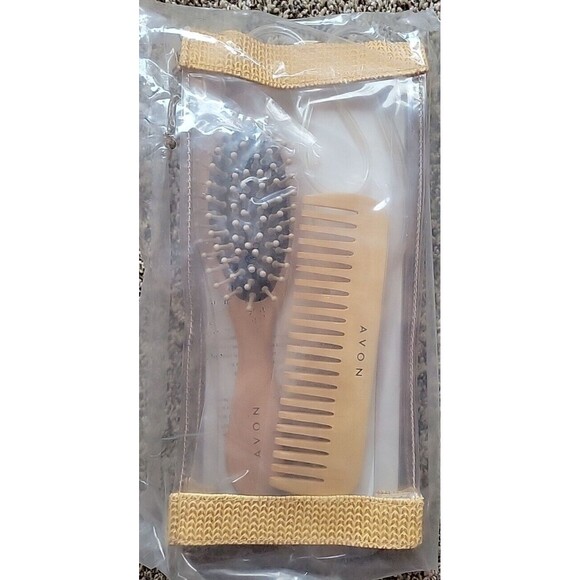 AVON 1999 Wood Comb & Hairbrush Set w Case New Old Stock Vintage 90's y2k - Picture 5 of 5